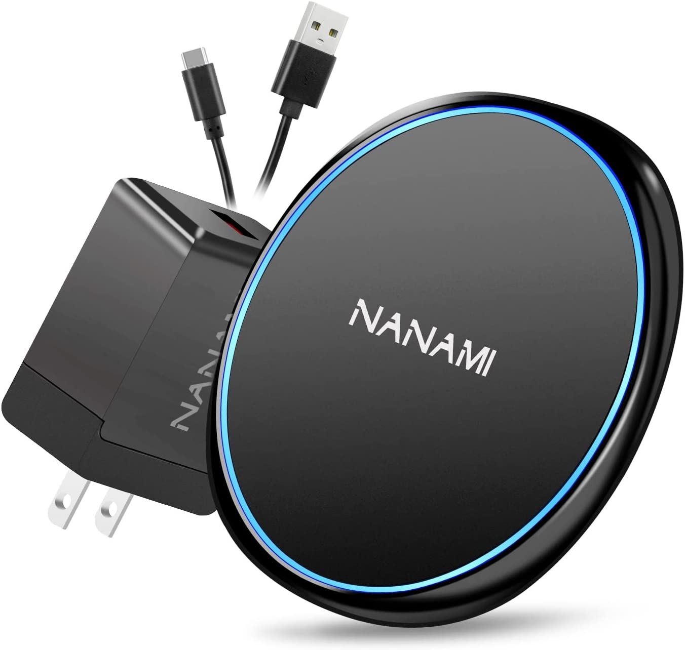 NANAMI ワイヤレス充電器 (QC3.0 急速充電器付き) 置くだけ充電器 セット - 7.5W/10W/15W 急速充電 iPhone 14/14 Pro(Max)/14 Plus/13 (Pro/ProMax/Mini)/12